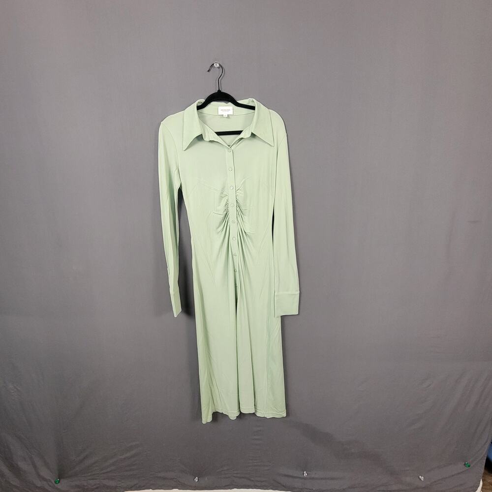 Who What Wear Mint Green Ruched Column Maxi Dress Y2K Minimalist Rayon M